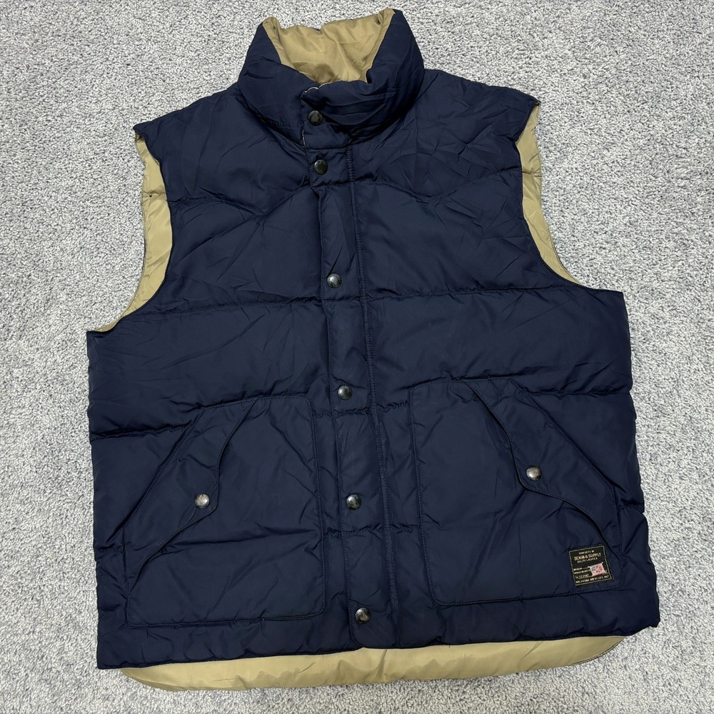 Ralph Lauren Denim Supply Down Puffer Vest Zip Jacket Military Pockets Men XL